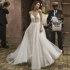 Pastrol Wedding Dress V-neck Tank Sleeveless 2023 For Women Bridal Vestidos De Noiva Custom Made Appliques Formal