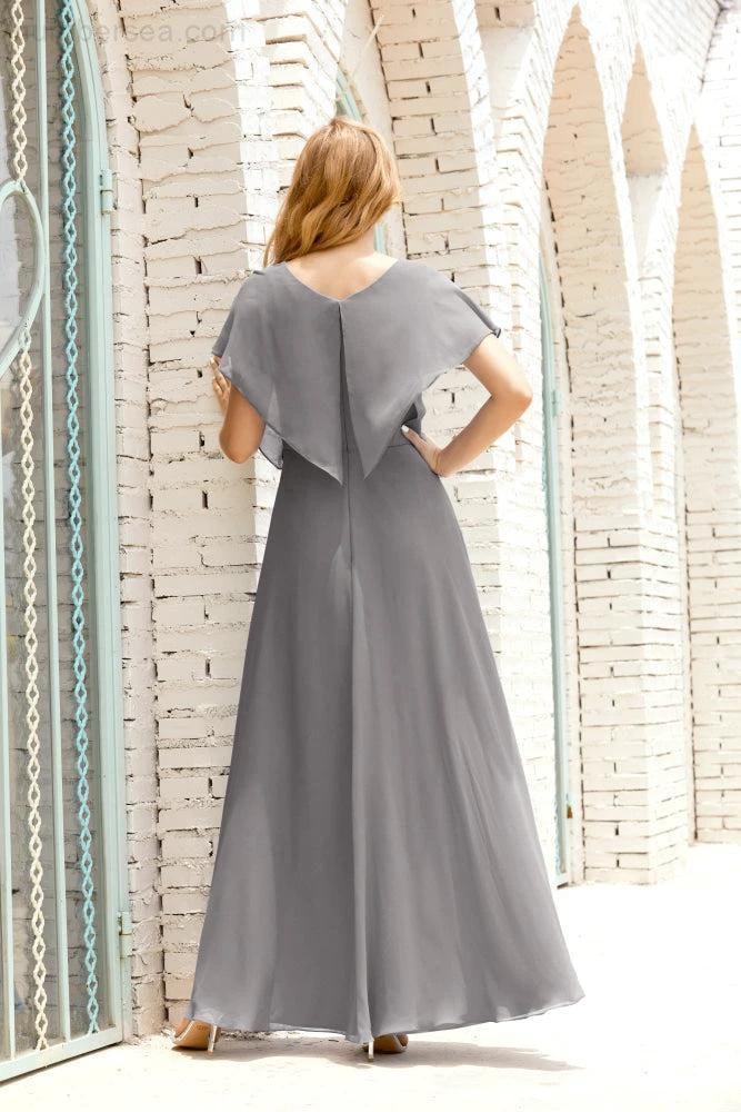 Numbersea  Mother of The Bride Dresses Plus Size V-Neck Floor Length Formal Prom Dress for Wedding Guest 28020