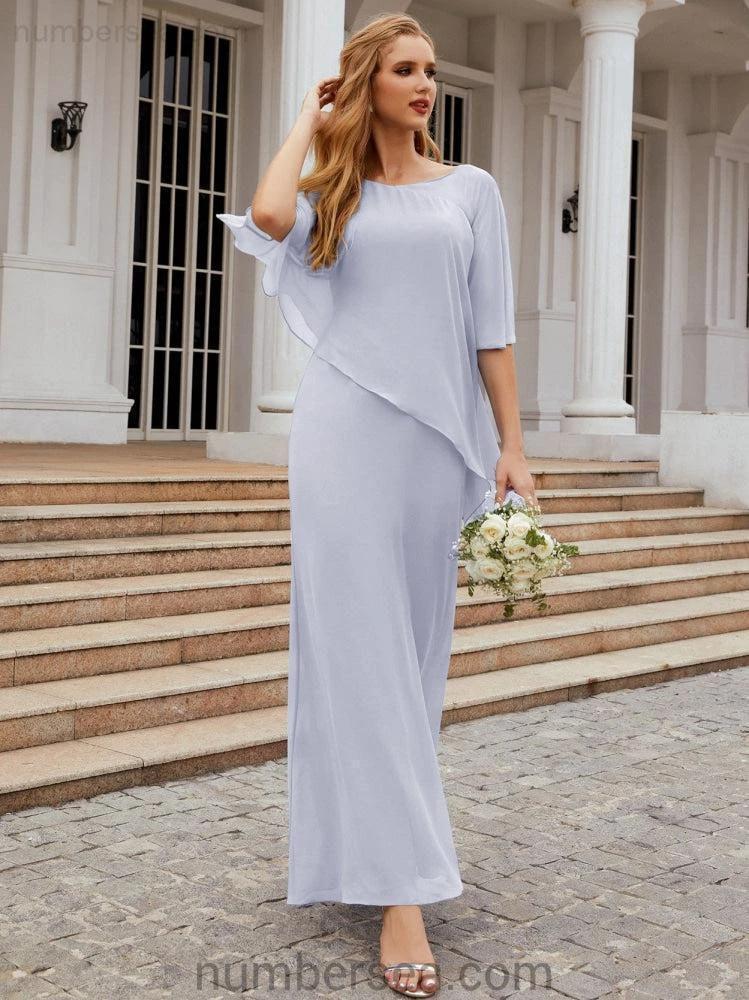 Sunnderly Formal Party Gown Dress Long Mother of The Bride Dresses with Ruffle Cape SY28026