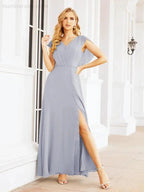 Sunnderly Bridesmaid Dresses Cape Formal Prom Dress Open Back Gowns for Mother of The Bride SY28058