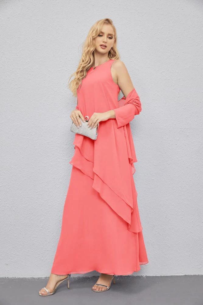 Mother of Bride Dresses with Open Front Lightweight Cardigan Formal Prom Gown  28081