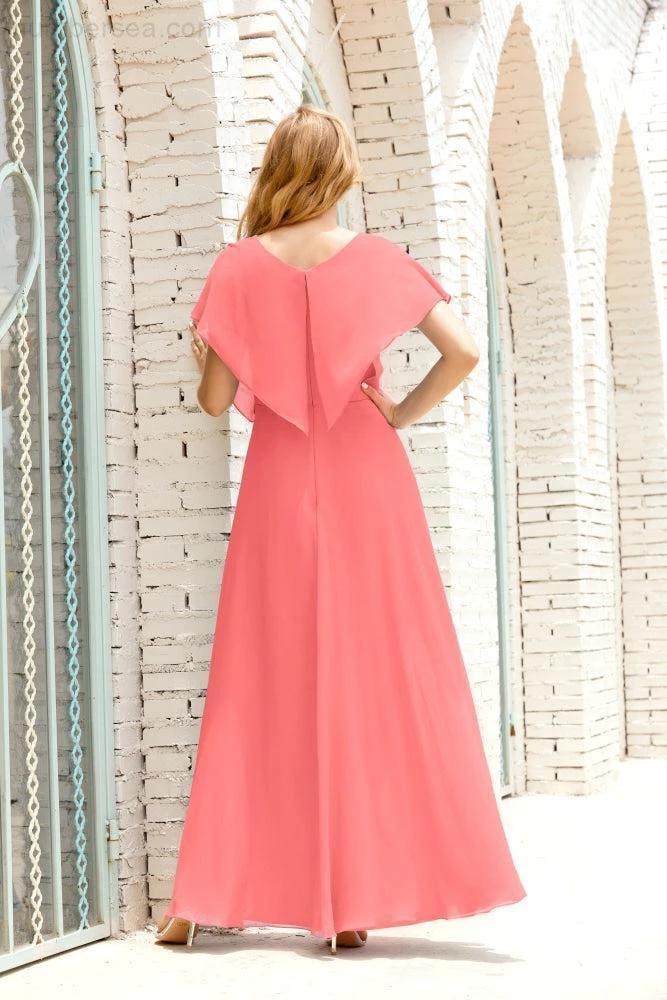 Numbersea  Mother of The Bride Dresses Plus Size V-Neck Floor Length Formal Prom Dress for Wedding Guest 28020