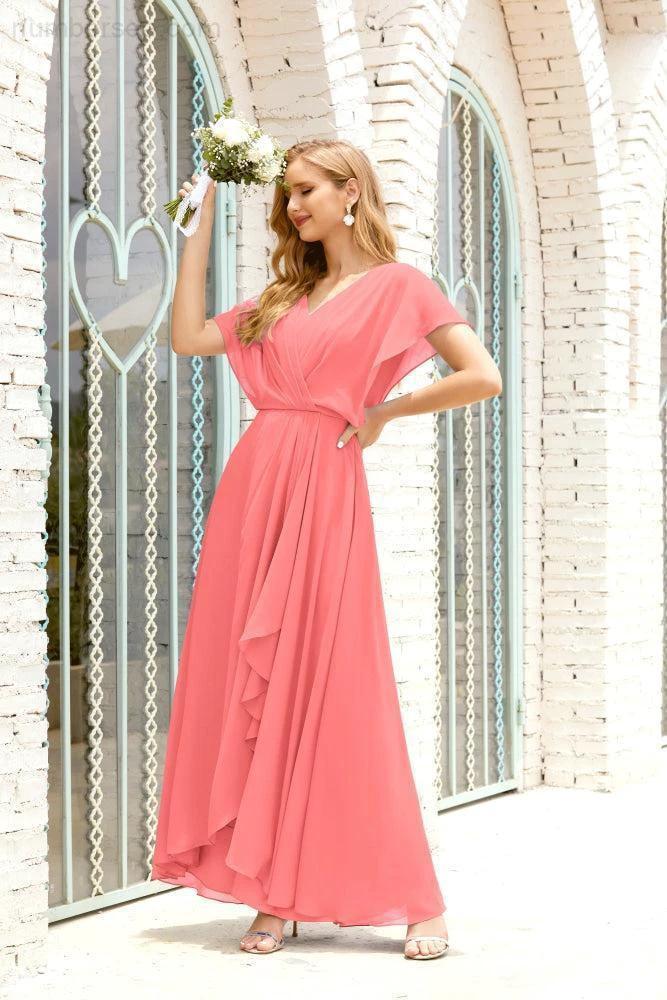 Numbersea  Mother of The Bride Dresses Plus Size V-Neck Floor Length Formal Prom Dress for Wedding Guest 28020