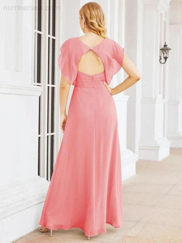 Sunnderly Bridesmaid Dresses Cape Formal Prom Dress Open Back Gowns for Mother of The Bride SY28058
