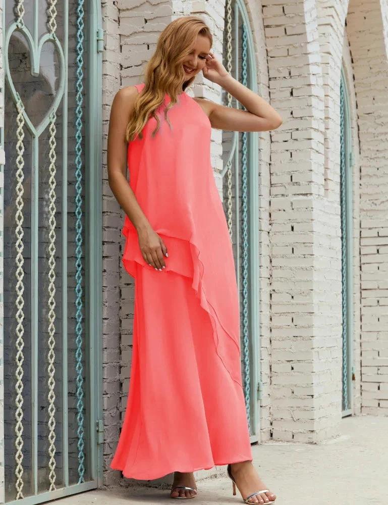Chiffon Long Plus Size Mother of Bride Dresses Formal Bridesmaid Prom Gown SY28019