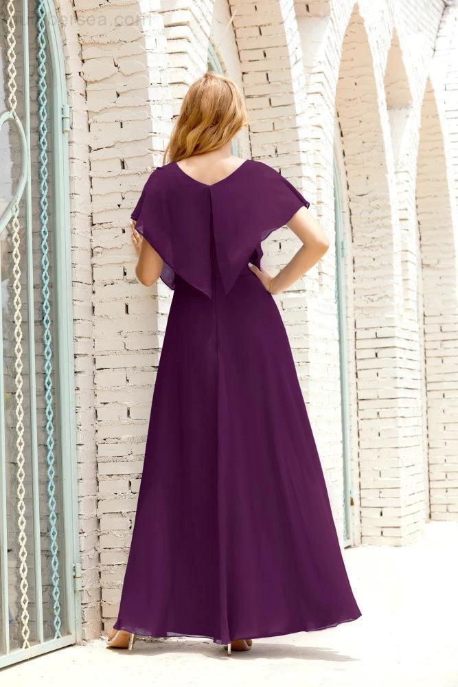 Numbersea  Mother of The Bride Dresses Plus Size V-Neck Floor Length Formal Prom Dress for Wedding Guest 28020
