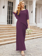 Sunnderly Formal Party Gown Dress Long Mother of The Bride Dresses with Ruffle Cape SY28026
