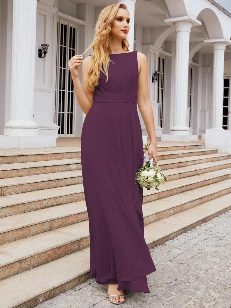 Numbersea Bridesmaid Dresses for Wedding Ruffles Long Formal Prom Gowns 28039