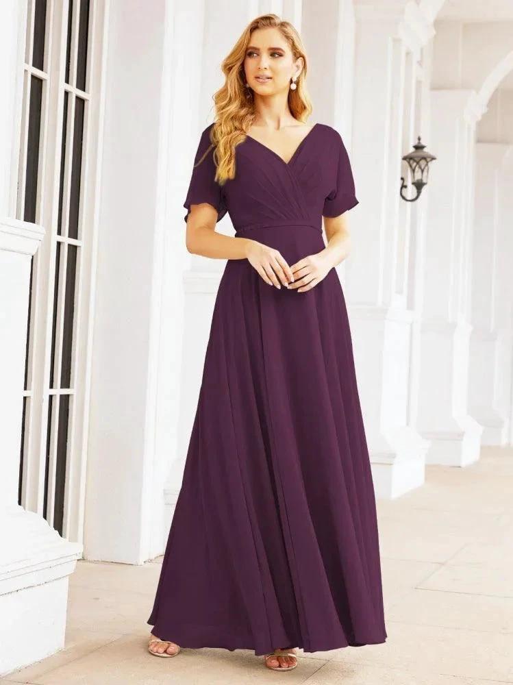 Numbersea Formal Prom Gowns for Mother of The Bride Short Sleeves Bridesmaid Dress 28049