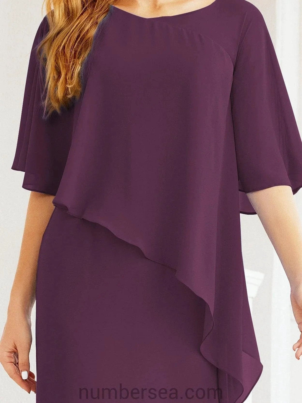 Sunnderly Formal Party Gown Dress Long Mother of The Bride Dresses with Ruffle Cape SY28026