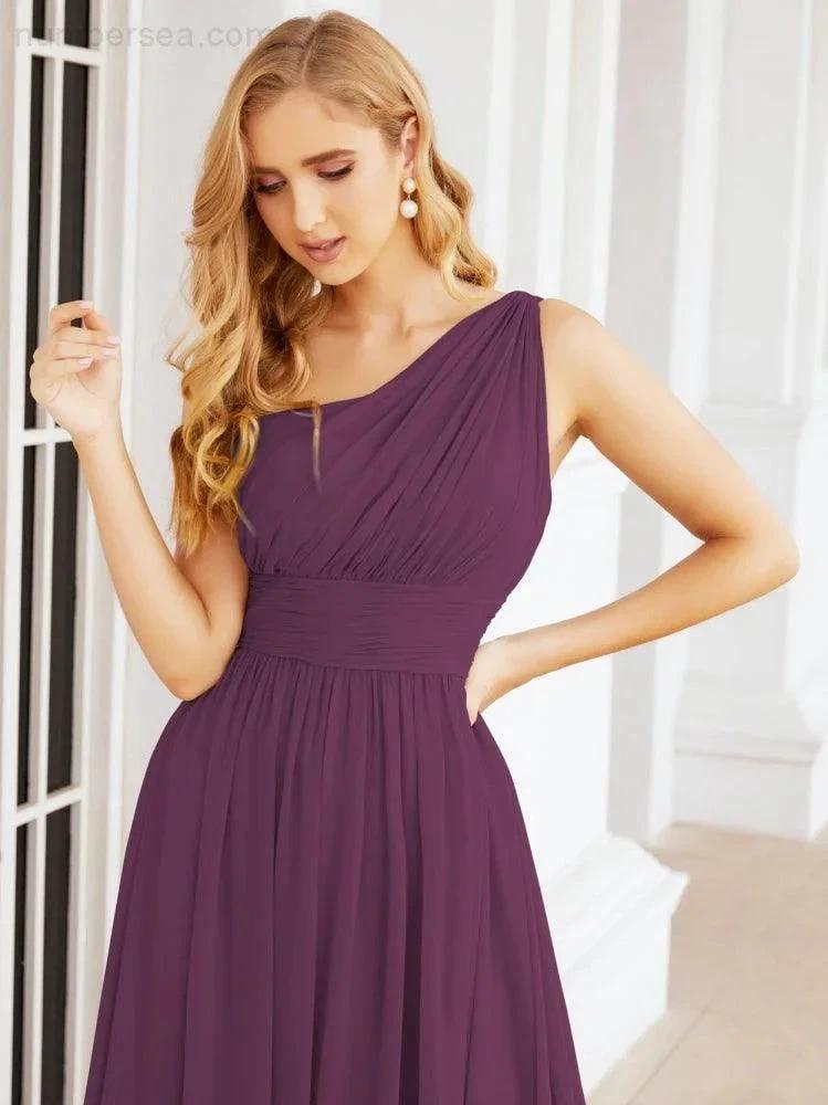 Numbersea One Shoulder Bridesmaid Dresses Long Maxi Formal Evening Party Prom Gowns 28061