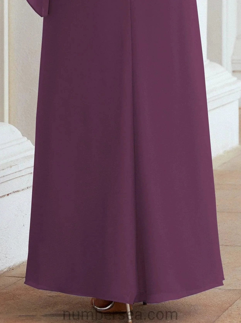 Sunnderly Formal Party Gown Dress Long Mother of The Bride Dresses with Ruffle Cape SY28026
