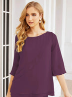 Sunnderly Elegant 2 Piece Mother of The Bride Dress Plus Size Pant Suits Ruffle Layers Sliver Housecoat SY28064