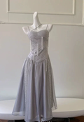 Classy Purple Sequins Tulle Beaded Tassel Prom Dress A Line Evening Dress Y8586
