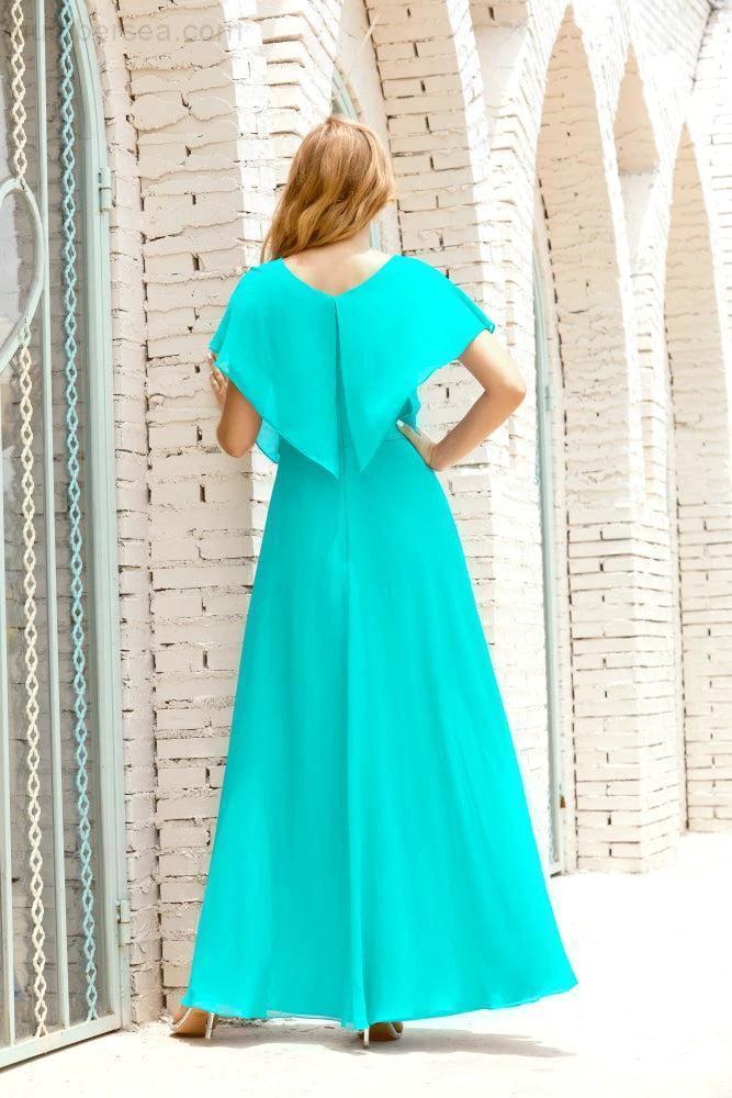 Numbersea  Mother of The Bride Dresses Plus Size V-Neck Floor Length Formal Prom Dress for Wedding Guest 28020