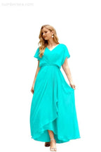 Numbersea  Mother of The Bride Dresses Plus Size V-Neck Floor Length Formal Prom Dress for Wedding Guest 28020