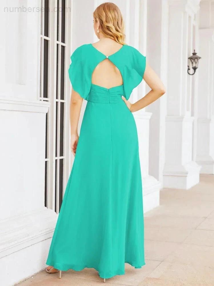 Sunnderly Bridesmaid Dresses Cape Formal Prom Dress Open Back Gowns for Mother of The Bride SY28058