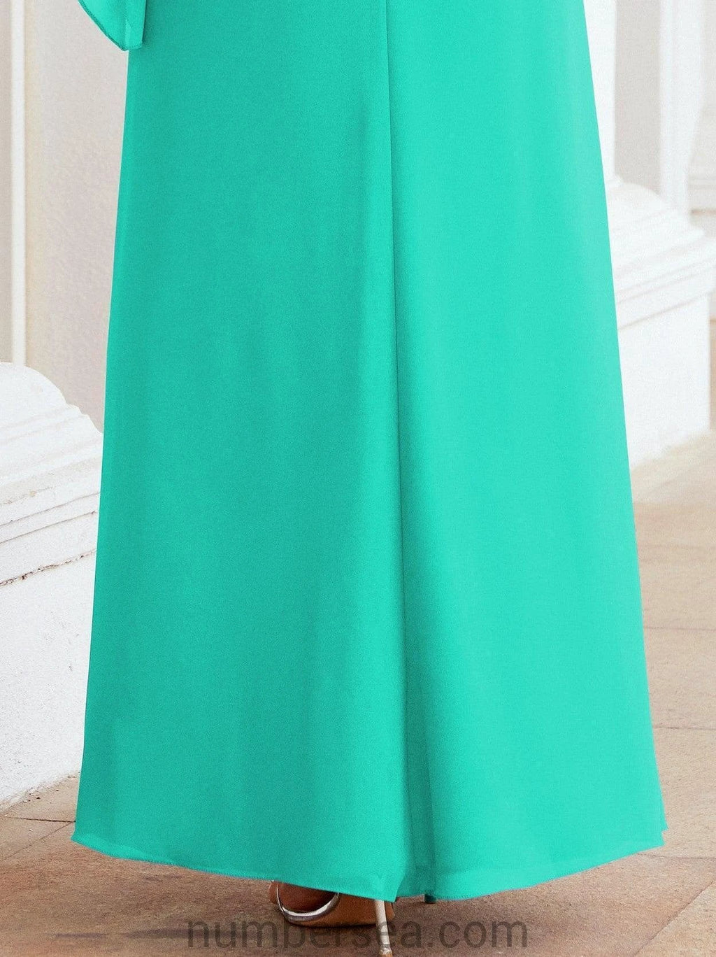 Sunnderly Formal Party Gown Dress Long Mother of The Bride Dresses with Ruffle Cape SY28026