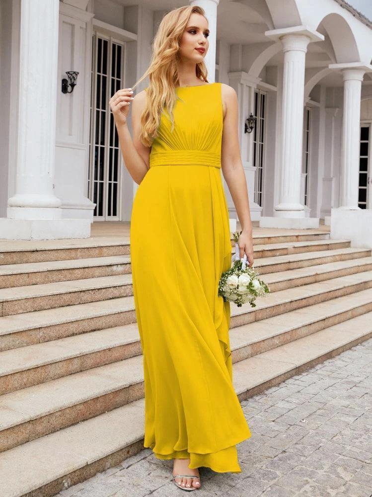 Numbersea Bridesmaid Dresses for Wedding Ruffles Long Formal Prom Gowns 28039