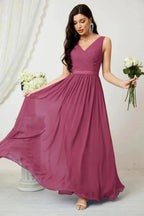 Women's Chiffon Long Bridesmaid Dresses A line Sleeveless Formal Prom Gown for Evening Party Homecoming Dresses 2808