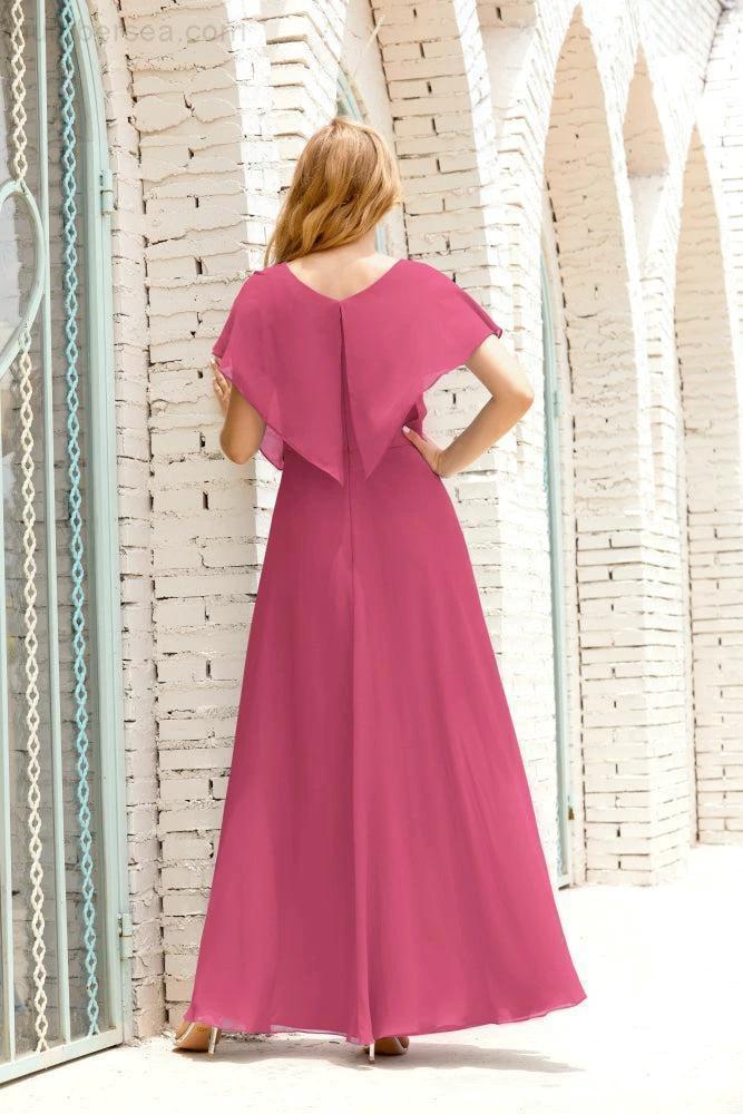 Numbersea  Mother of The Bride Dresses Plus Size V-Neck Floor Length Formal Prom Dress for Wedding Guest 28020