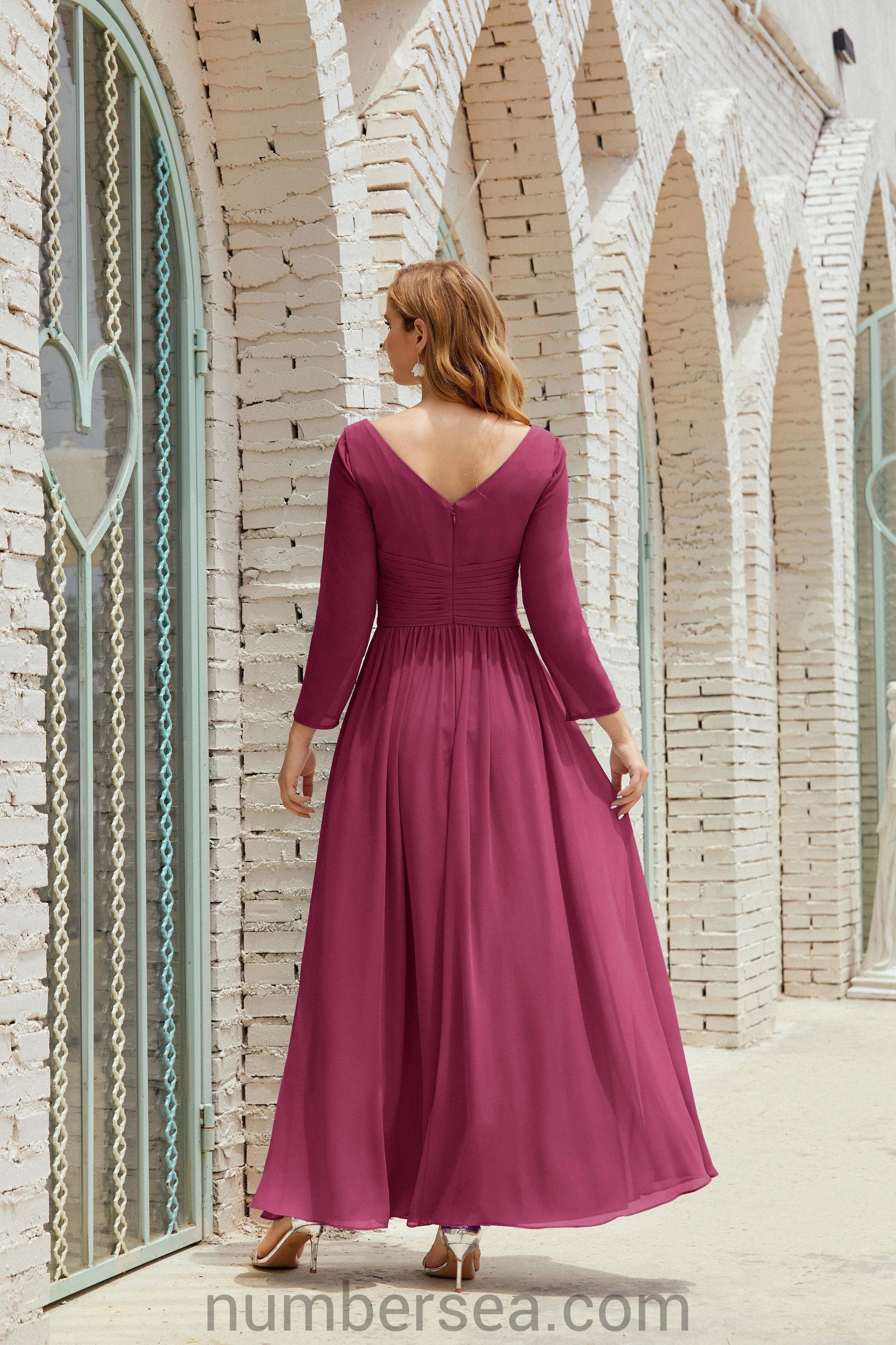 Numbersea Bridesmaid Dress Chiffon Formal Party Dress Evening Dress 28016