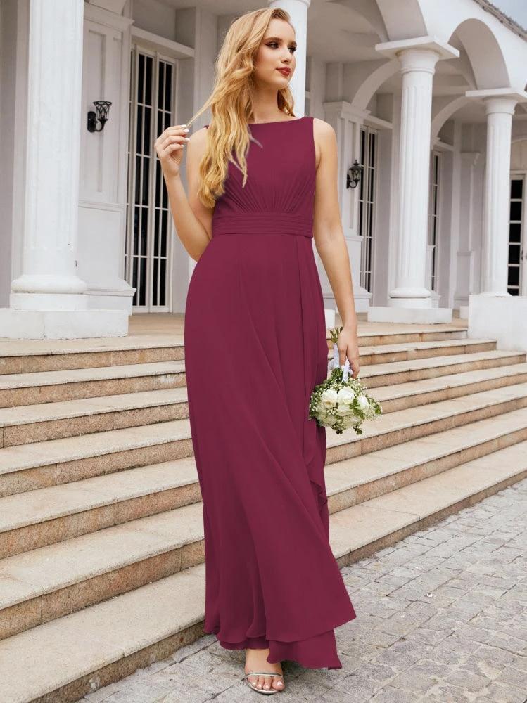Numbersea Bridesmaid Dresses for Wedding Ruffles Long Formal Prom Gowns 28039