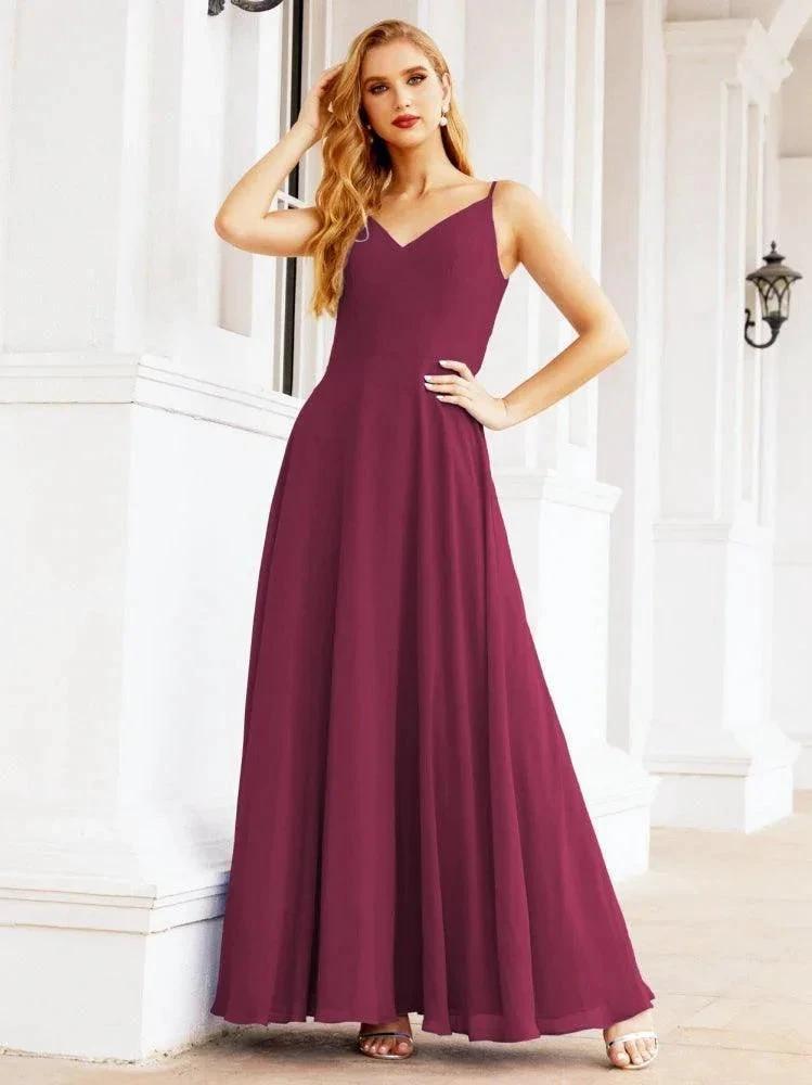 Numbersea Spaghetti Strap Bridesmaid Dresses V Neck Butterfly Back Fromal Evening Party Prom Gown 28036