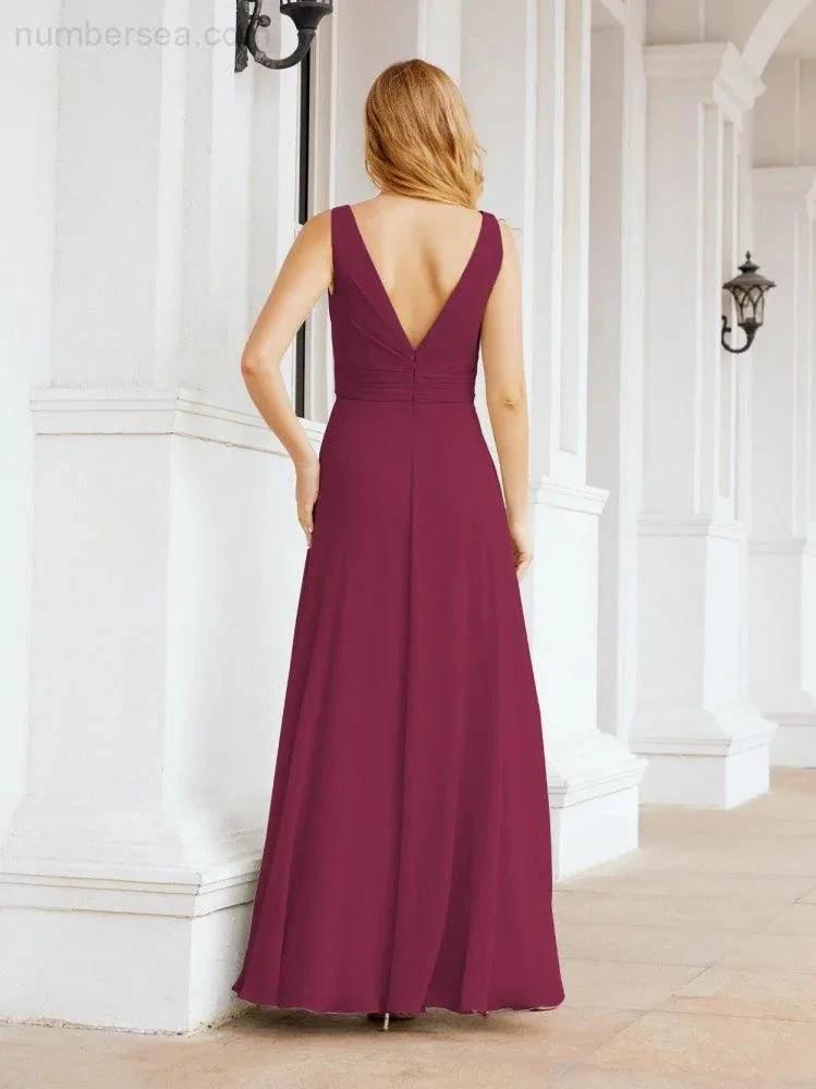 Numbersea Bridesmaid Dresses for Wedding Ruffles Long Formal Prom Gowns 28039