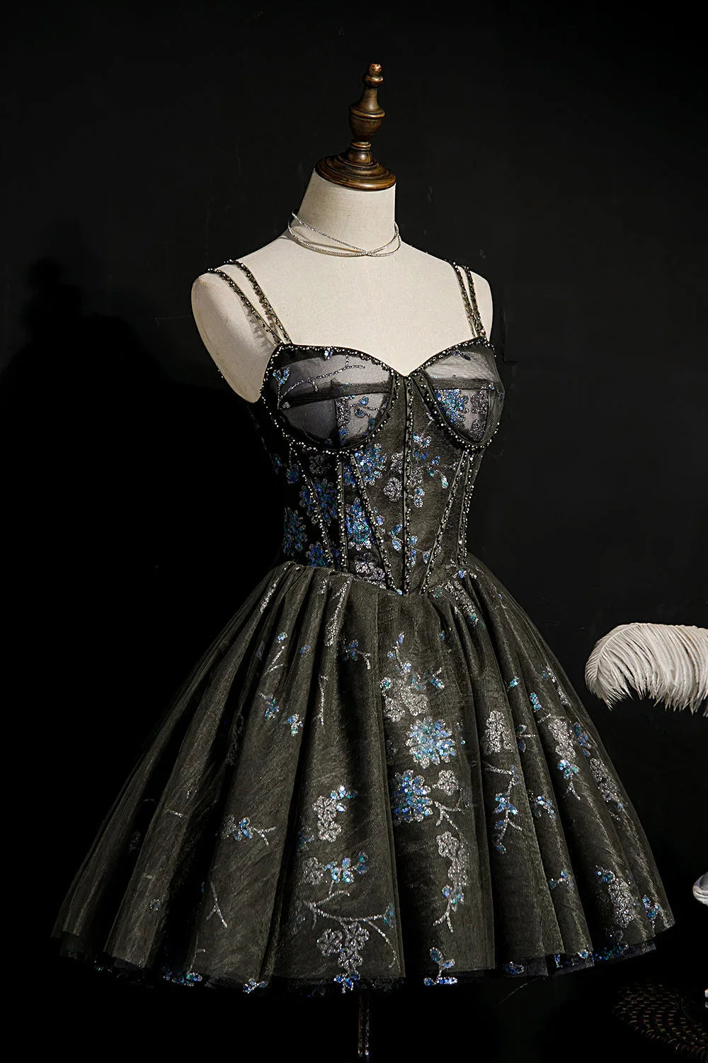 A-Line Sequins Lace Up Ball Gown Tulle Homecoming Dresses