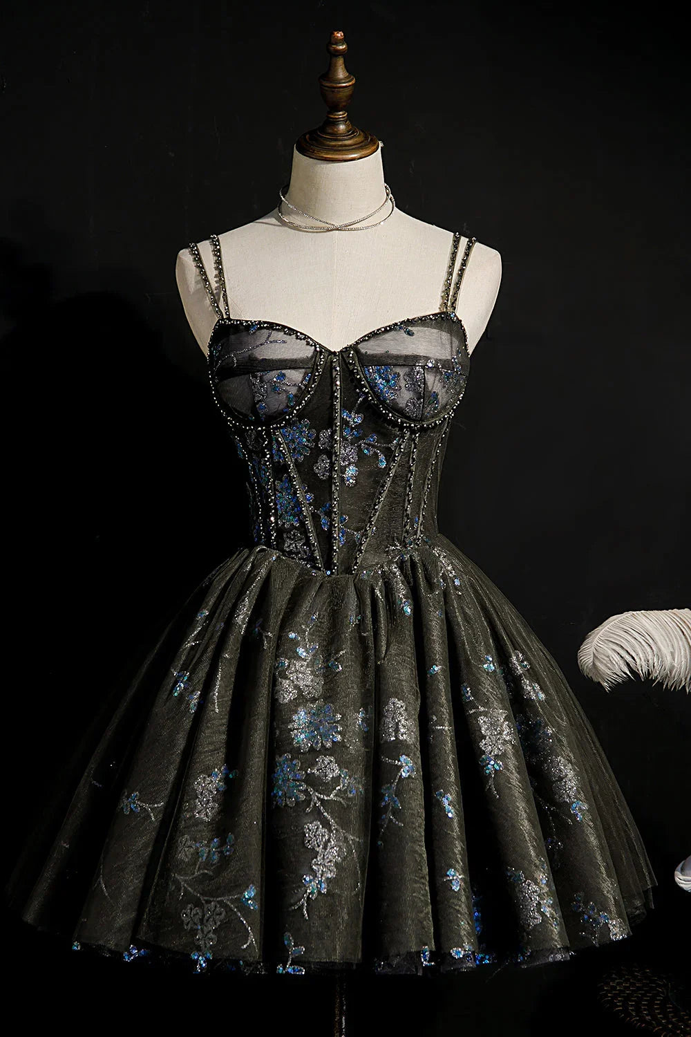 A-Line Sequins Lace Up Ball Gown Tulle Homecoming Dresses