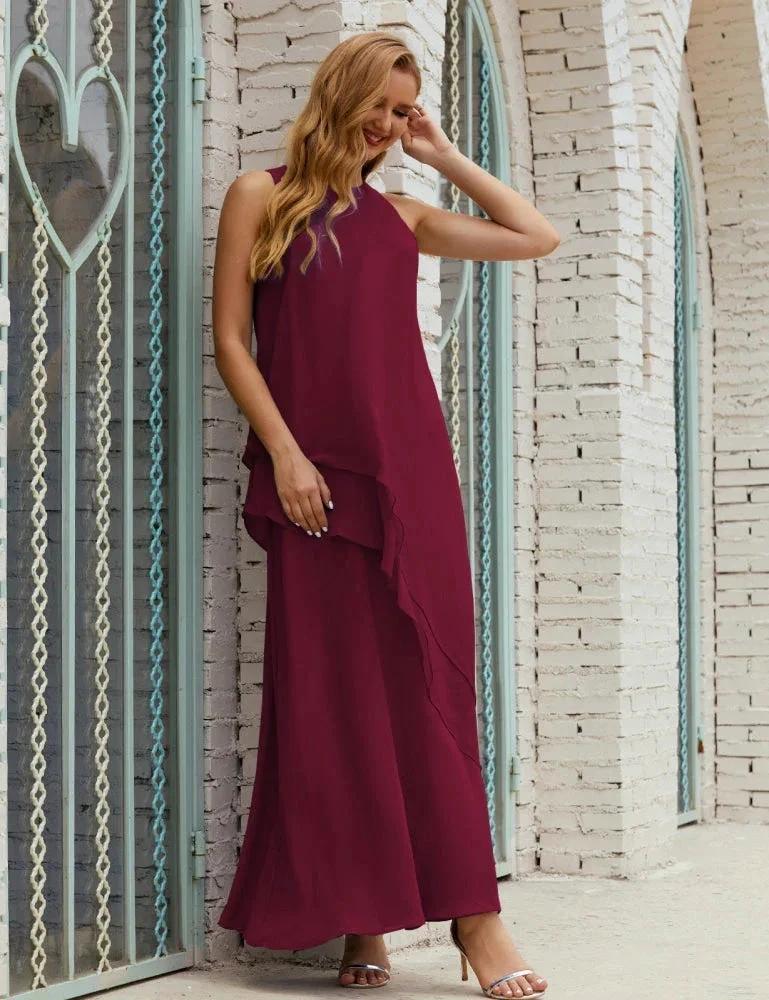 Chiffon Long Plus Size Mother of Bride Dresses Formal Bridesmaid Prom Gown SY28019