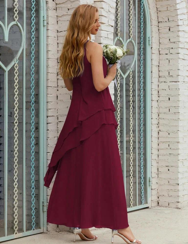 Chiffon Long Plus Size Mother of Bride Dresses Formal Bridesmaid Prom Gown SY28019