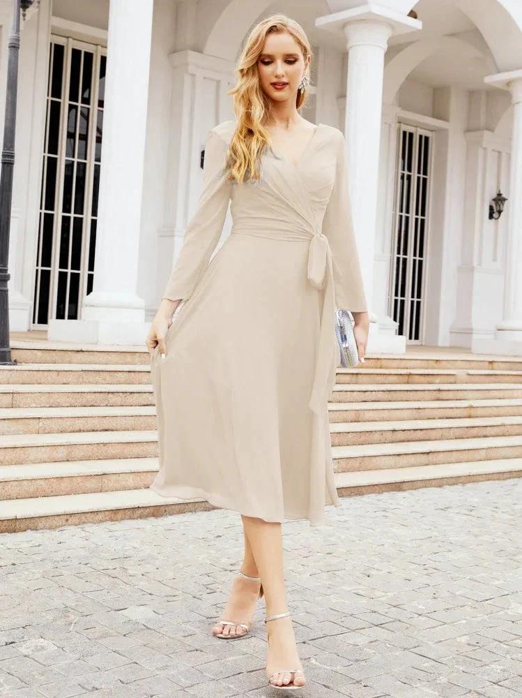 Bridesmaid Dress V-Back Waist Belt Mother of the Bride Wedding Guest SY28031