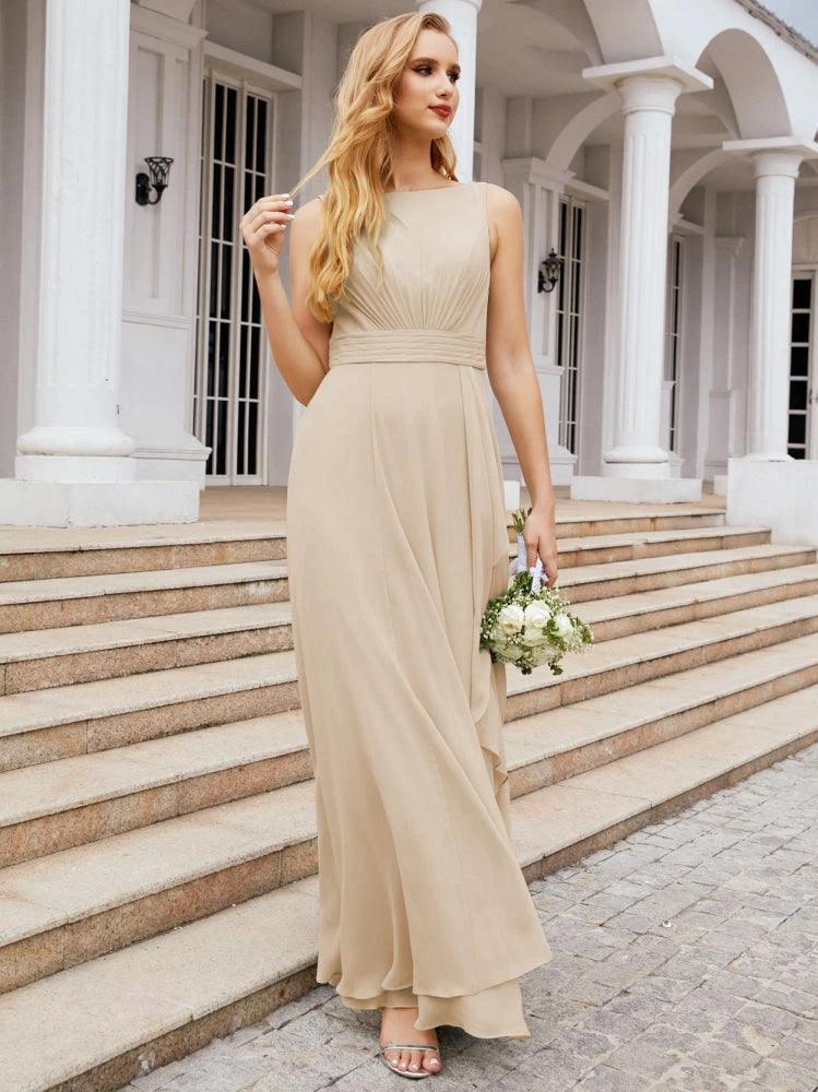 Numbersea Bridesmaid Dresses for Wedding Ruffles Long Formal Prom Gowns 28039