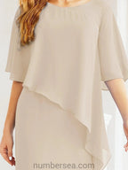 Sunnderly Formal Party Gown Dress Long Mother of The Bride Dresses with Ruffle Cape SY28026
