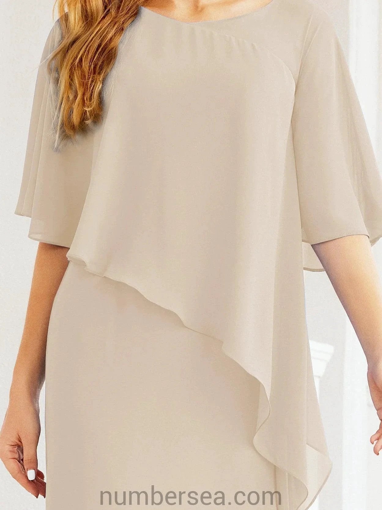 Sunnderly Formal Party Gown Dress Long Mother of The Bride Dresses with Ruffle Cape SY28026
