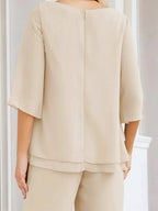 Sunnderly Elegant 2 Piece Mother of The Bride Dress Plus Size Pant Suits Ruffle Layers Sliver Housecoat SY28064