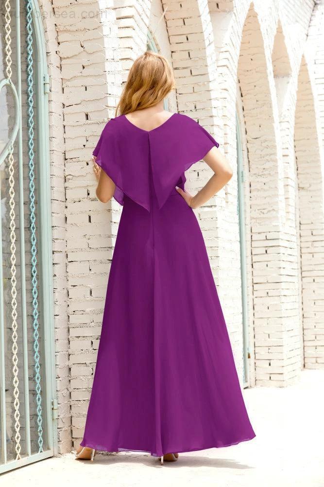 Numbersea  Mother of The Bride Dresses Plus Size V-Neck Floor Length Formal Prom Dress for Wedding Guest 28020