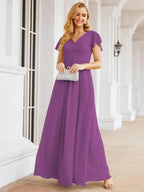 Numbersea Formal Prom Gowns for Mother of The Bride Cap Sleeves Bridesmaid Dress 28047