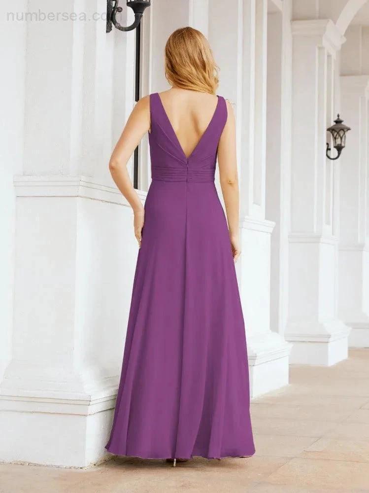 Numbersea Bridesmaid Dresses for Wedding Ruffles Long Formal Prom Gowns 28039