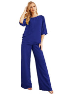 Sunnderly Elegant 2 Piece Mother of The Bride Dress Plus Size Pant Suits Ruffle Layers Sliver Housecoat SY28064