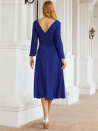 Bridesmaid Dress V-Back Waist Belt Mother of the Bride Wedding Guest SY28031