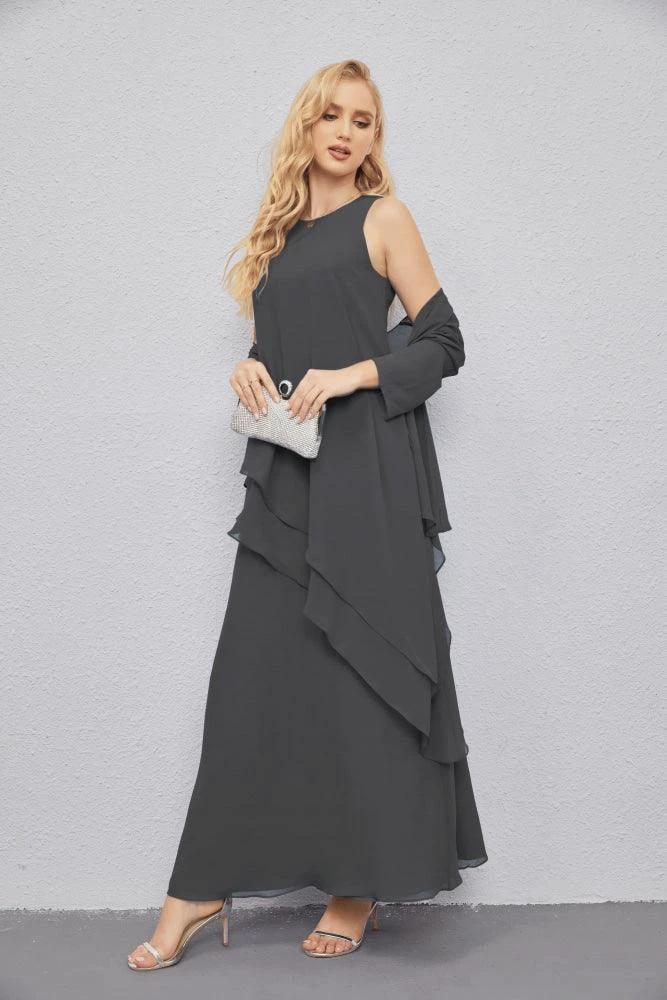 Mother of Bride Dresses with Open Front Lightweight Cardigan Formal Prom Gown  28081