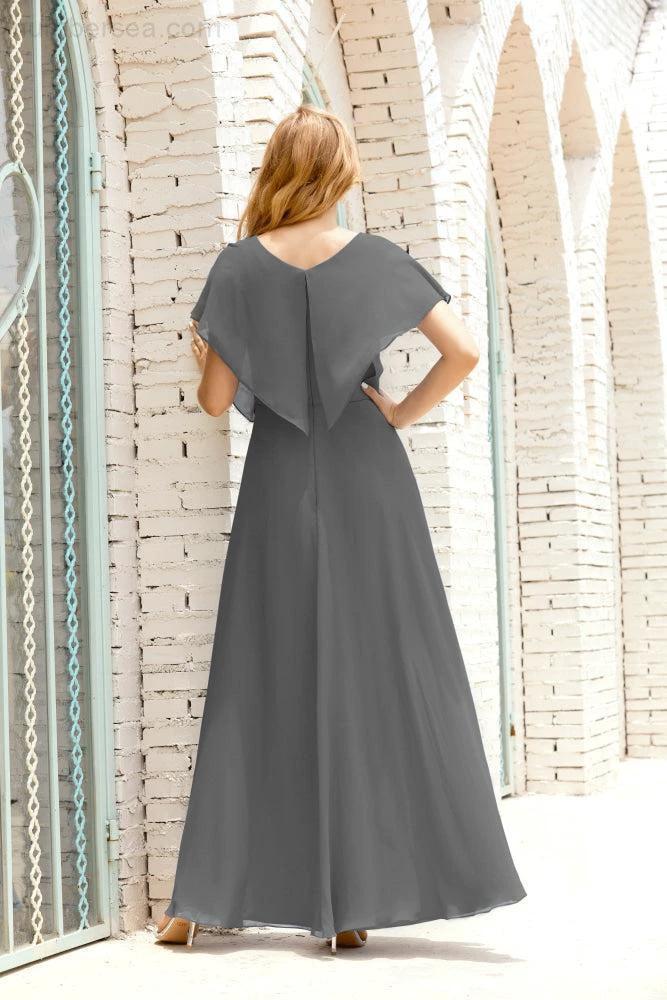Numbersea  Mother of The Bride Dresses Plus Size V-Neck Floor Length Formal Prom Dress for Wedding Guest 28020