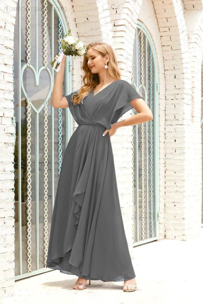 Numbersea  Mother of The Bride Dresses Plus Size V-Neck Floor Length Formal Prom Dress for Wedding Guest 28020