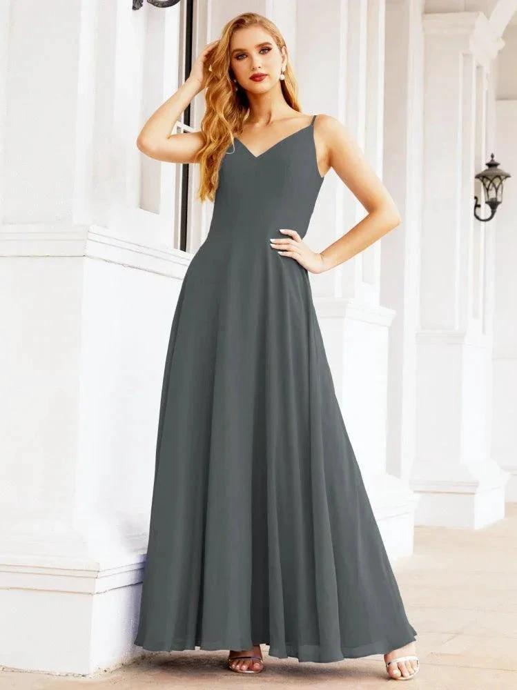 Numbersea Spaghetti Strap Bridesmaid Dresses V Neck Butterfly Back Fromal Evening Party Prom Gown 28036