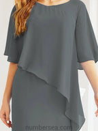 Sunnderly Formal Party Gown Dress Long Mother of The Bride Dresses with Ruffle Cape SY28026