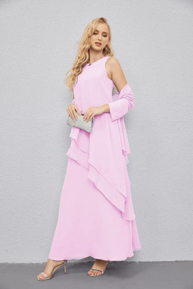 Mother of Bride Dresses with Open Front Lightweight Cardigan Formal Prom Gown  28081