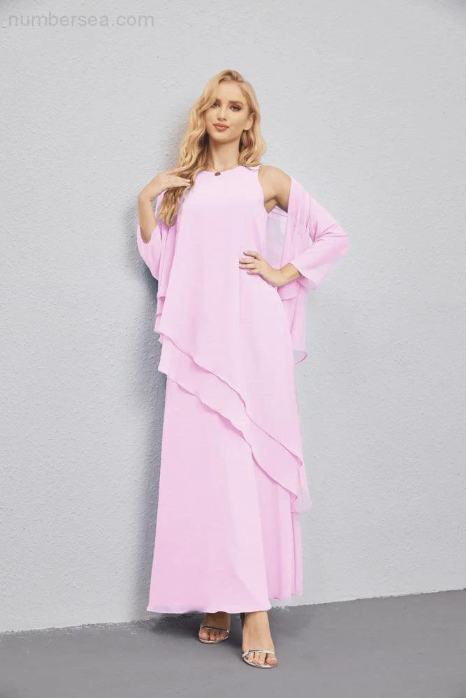 Mother of Bride Dresses with Open Front Lightweight Cardigan Formal Prom Gown  28081